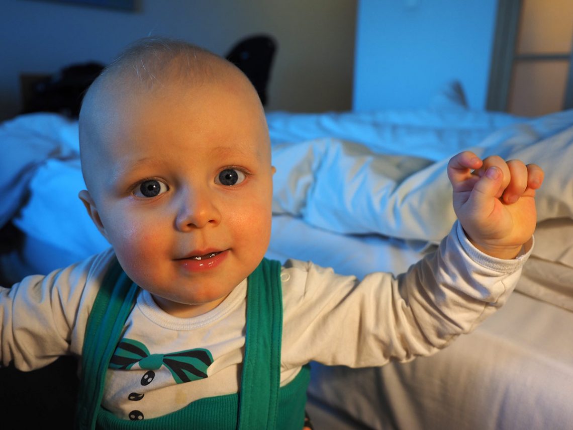 Elis går omkring på ett hotellrum