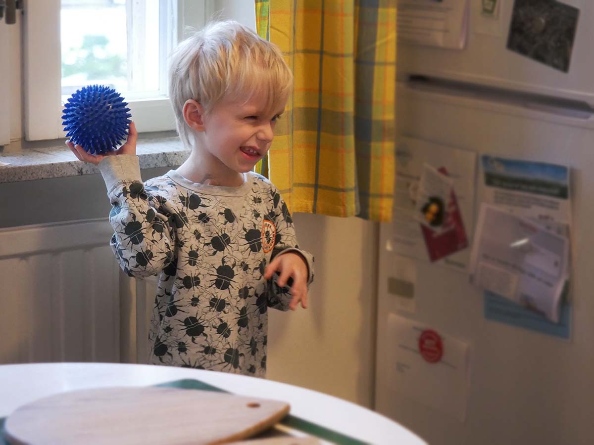 Elis kastar boll i farfars kök.
