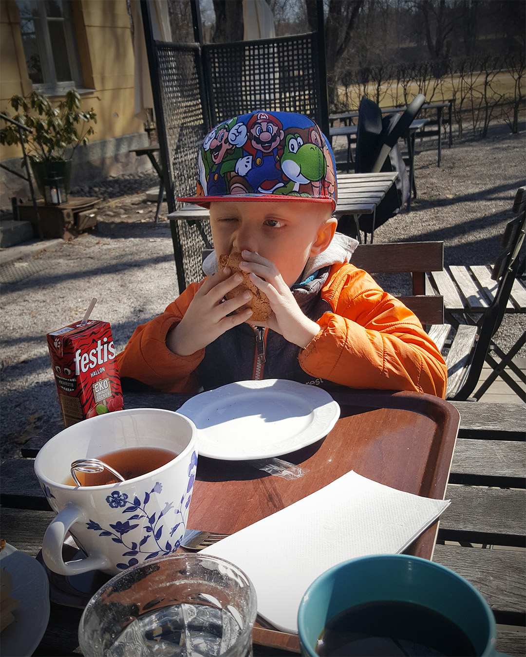 Fika på Ulriksdals slottscafé.