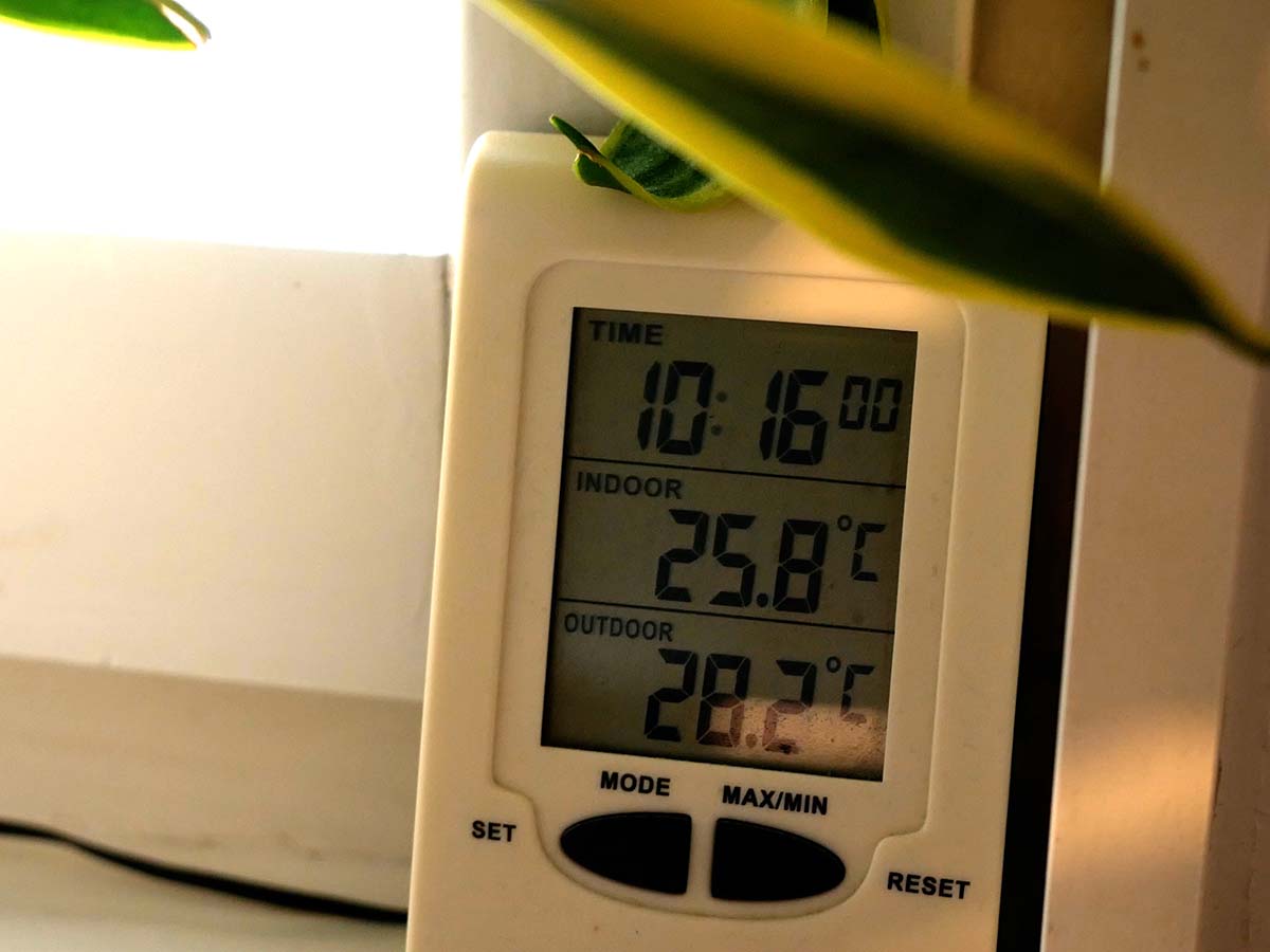 28,2 grader varmt på termometern