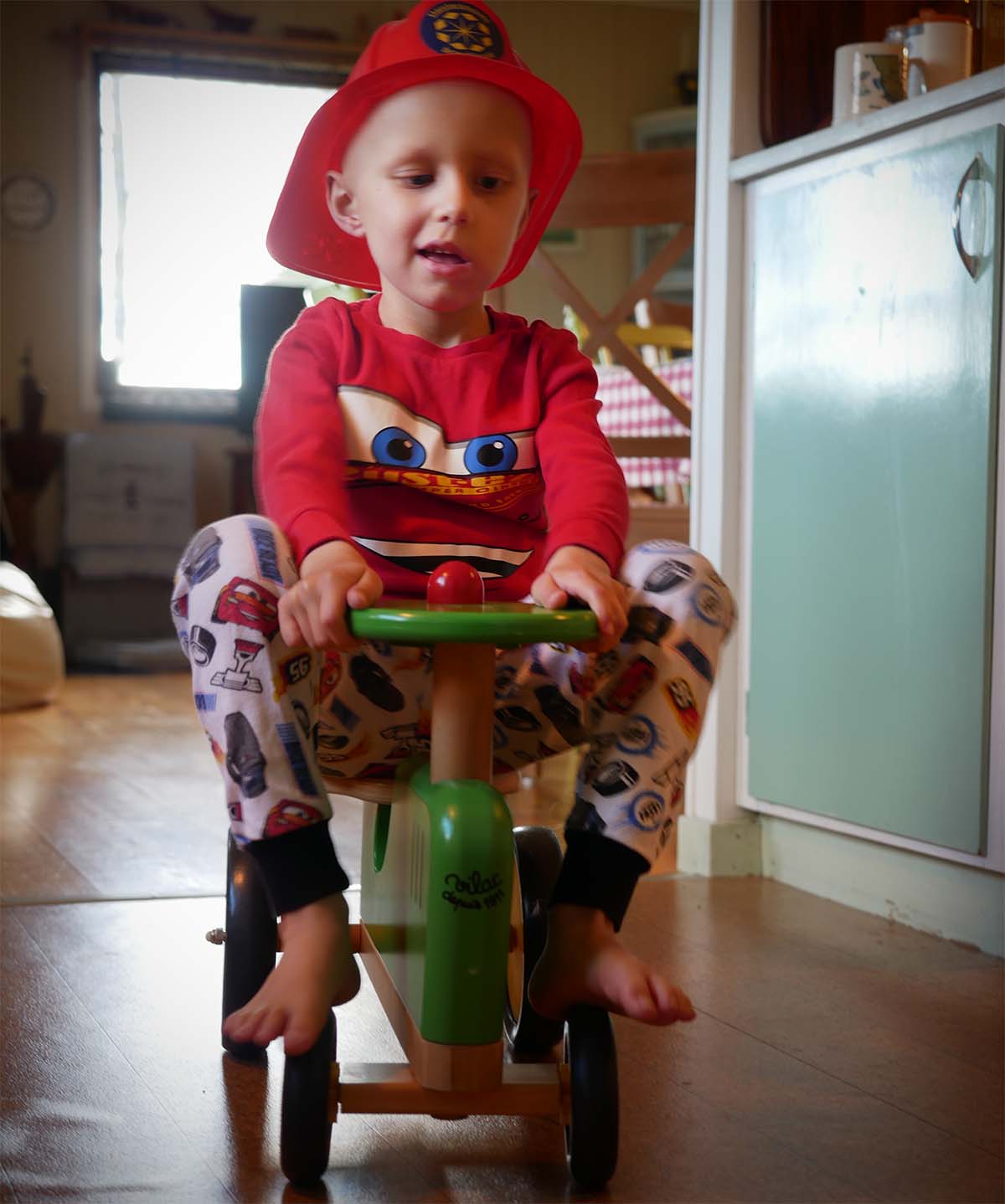 Elis kör runt, runt i en sommarstuga